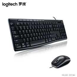 罗技（Logitech）罗技（Logitech）MK200 有线键鼠套装 全尺寸 USB电脑台式机笔记本通用多媒体键鼠套装 MK200