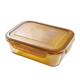 康宁耐热600ml玻璃饭盒玻璃碗保鲜盒便当盒 盒体可进微波炉烤箱洗碗机 600ml琥珀色保鲜盒